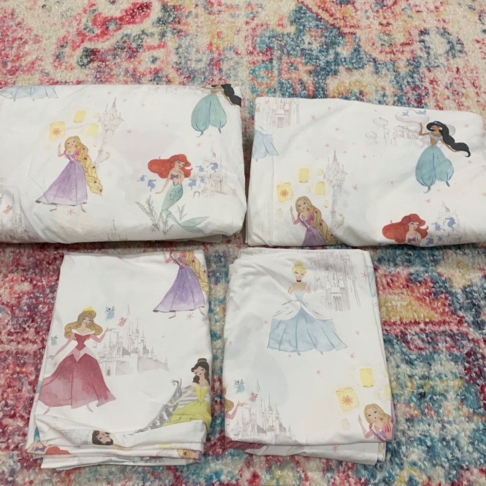 Pottery Barn Kids FULL Size Princess Castle Organic Sheet Set